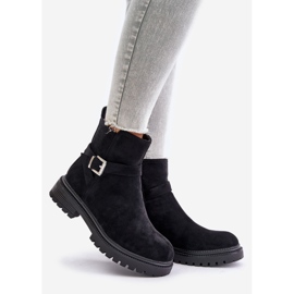 Eristetyt Eco Suede -saappaat vetoketjulla ja soljella, musta Zinovelle 1