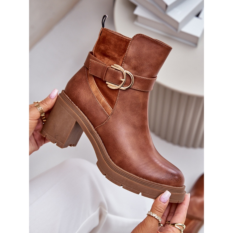 Naisten korkeakorkoiset saappaat eristetyllä Camel Inabelle -vetoketjulla ruskea 2