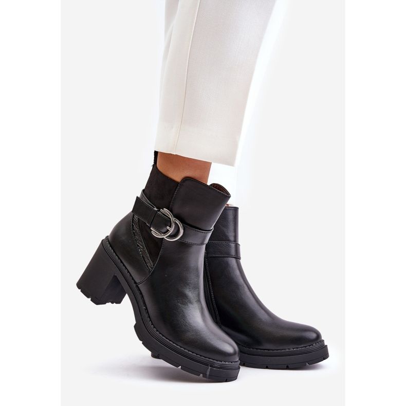 Naisten korkokengät, lämpimät, vetoketjulliset, musta Inabelle 1