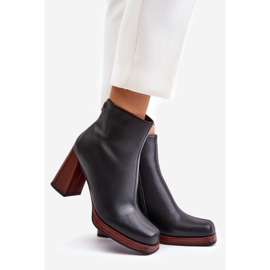 S.Barski Naisten nahkasaappaat korkeakorkoiset eristetyt D&amp;A JC42-37 mustat 1