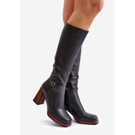 S.Barski Nahkaiset elegantit korkokengät, eristetyt D&amp;A JC42-39 mustat 1