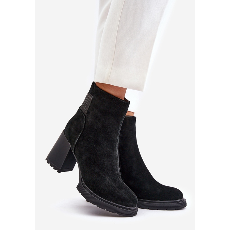 S.Barski Mokkaeristetyt korkeakorkoiset nilkkurit D&amp;A CR42-106 musta 1