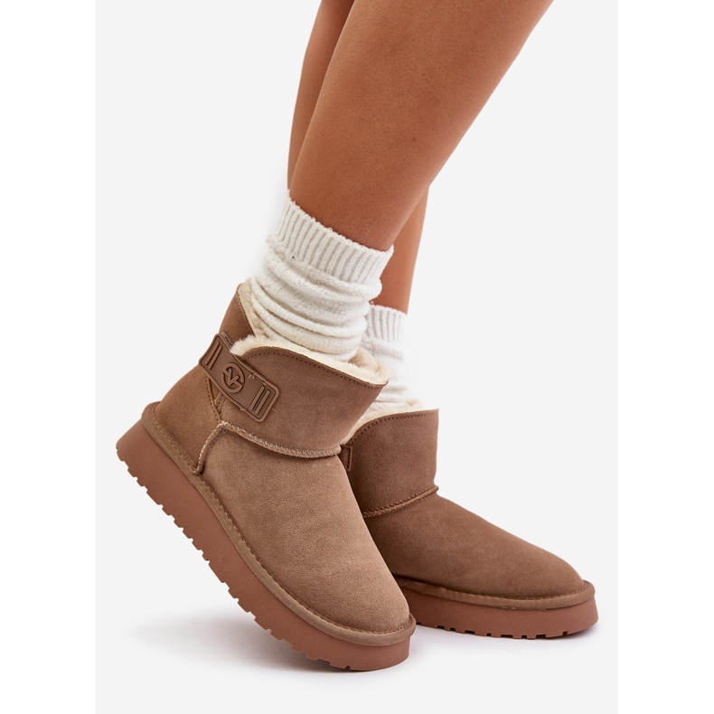 Nahkaiset mokkanahkaiset lumisaappaat, joissa turkis Vinceza 97951 Beige 1