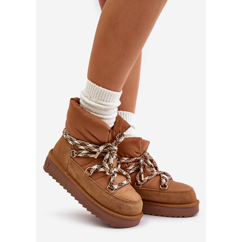 Naisten mokkanahkaiset lumisaappaat, joissa paksu nauha D.Franklin DFSH375003 Ruskea 1