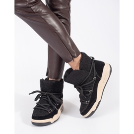 Seastar Mustat naisten lumikengät paksulla pohjalla 2