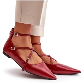 STEPHAN Naisten balleriinit Burgundian kanssa punainen 3