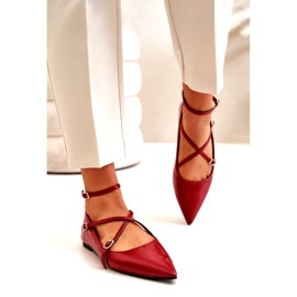 STEPHAN Naisten balleriinit Burgundian kanssa punainen 1