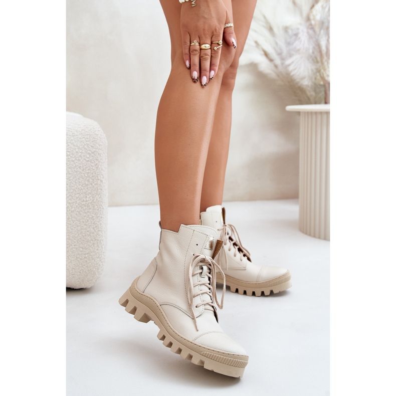 Zazoo 2831 naisten saappaat luonnonnahasta, vaalea beige 2