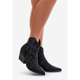 Koristeltu musta korkeakorkoinen Cowboy Boots Kaivina 1