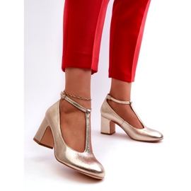 Mascara Naisten pumput, joissa on ekosilattia kultaisella metallipylväällä kultainen 3