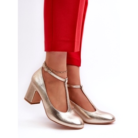 Mascara Naisten pumput, joissa on ekosilattia kultaisella metallipylväällä kultainen 2