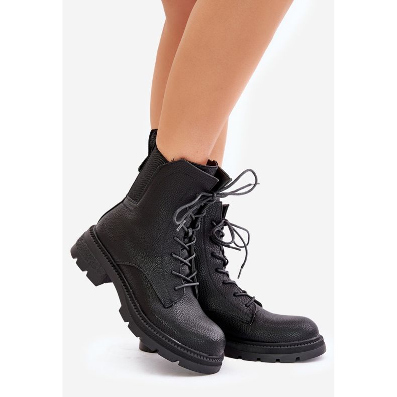 Jezzi Eristetyt työntekijöiden saappaat vetoketjulla Musta Leairae 1