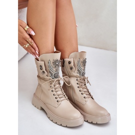 S.Barski Eco-nahkasaappaat koristeella, eristetty D&amp;A MR880-080 beige 2