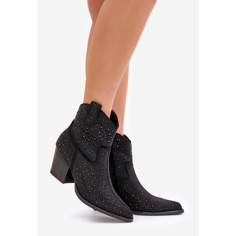 Koristetut Cowboy-saappaat korkokengillä teräväkärkisillä varpailla S.Barski HY42-121 Musta 1