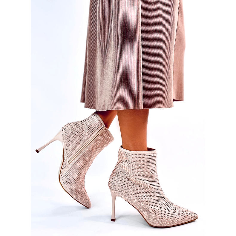 Korkeakorkoiset nilkkurit Demish Champagnen kristalleilla vaaleanpunainen 5