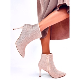 Korkeakorkoiset nilkkurit Demish Champagnen kristalleilla vaaleanpunainen 6