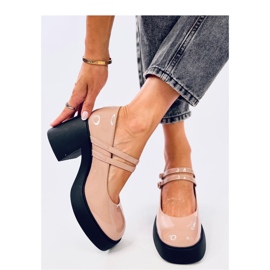 Lorai Khaki leveäkorkoiset pumput - Inello beige 1