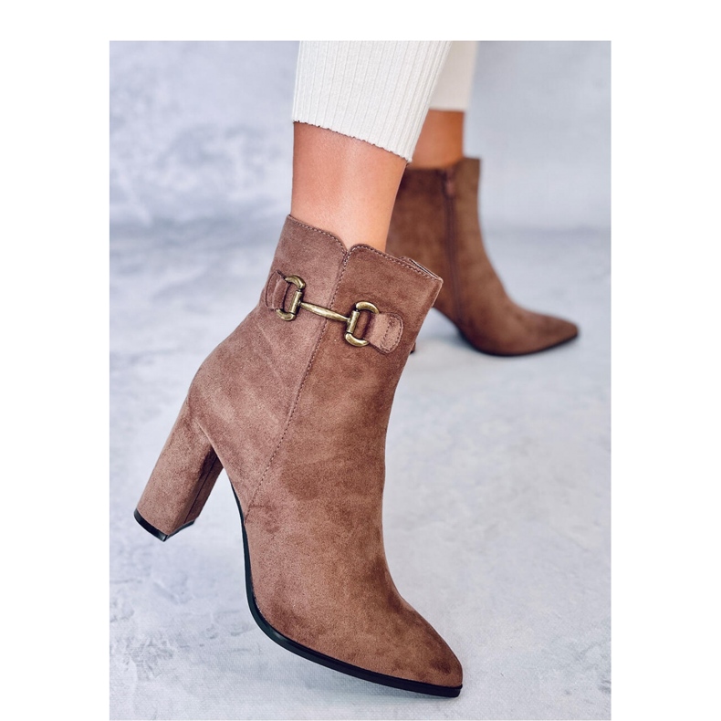 Khaki mokkanahkaiset korkeakorkoiset nilkkurit ruskea 1