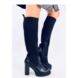 Jaida Mustat korkeakorkoiset saappaat joustavalla päällyksellä - Inello 2