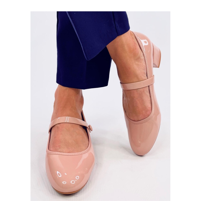 Nude-patenttikorkokengät balettikorkokengät beige 2