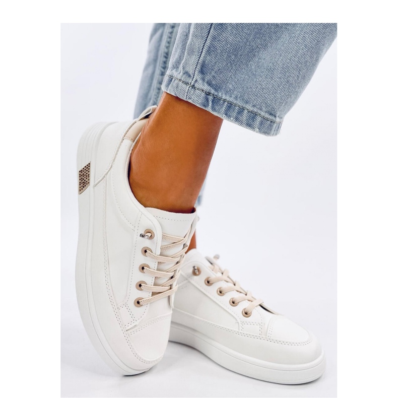 Naisten beigenväriset tennarit valkoinen 1