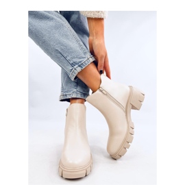 Ledeck Beige Pu leveäkorkoiset Chelsea saappaat - Inello 2