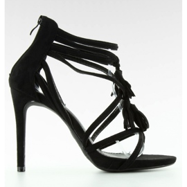 Sandaali Korkokengät sandaalit hapsuilla 1249 Musta - Inello 2