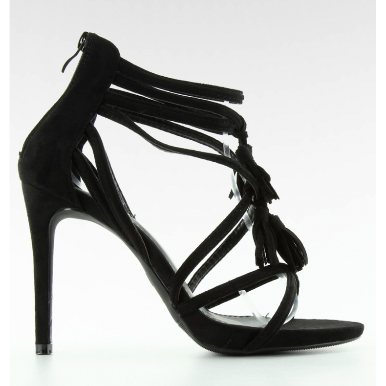 Sandaali Korkokengät sandaalit hapsuilla 1249 Musta - Inello 2