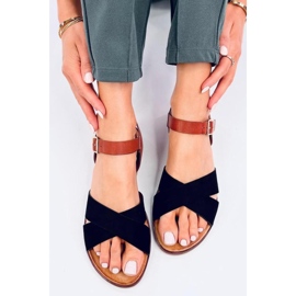 Naisten korotetut sandaalit musta 1