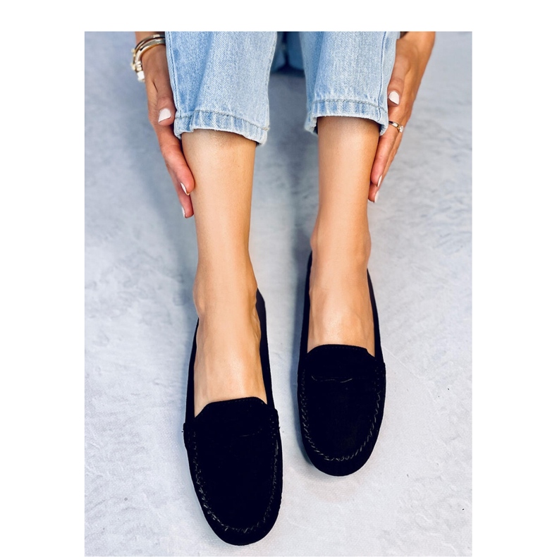 Naisten mokkanahkaiset mokasiinit mustat 1