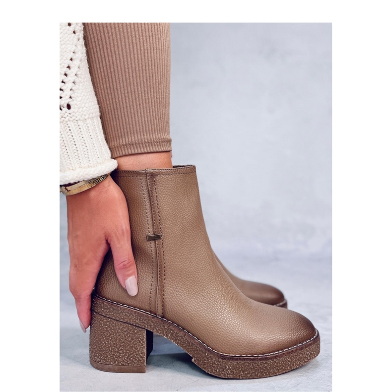 Tamika Beige kumiset korkeakorkoiset nilkkurit - Inello ruskea 2