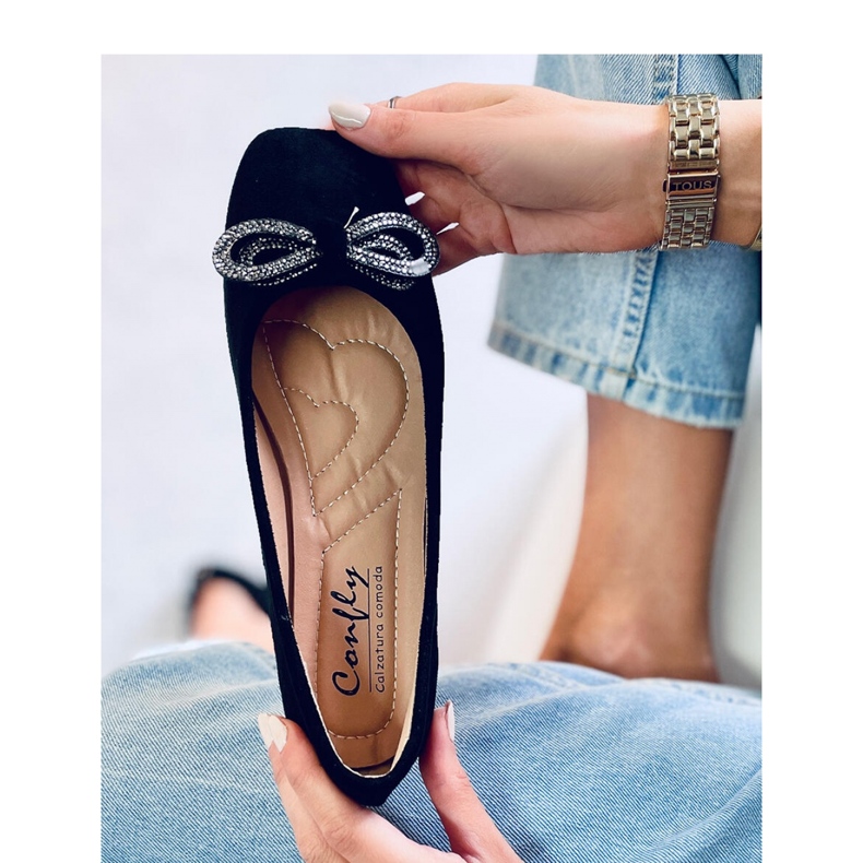 Mokkanahkainen baletti, jossa rusetti Serna Nero - Inello musta 2