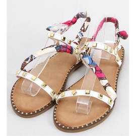 Naisten valkoiset litteät sandaalit valkoinen 1