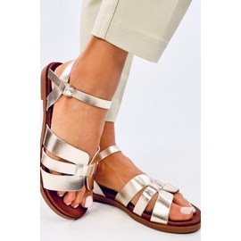 Naisten kultaiset litteät sandaalit kultainen 1