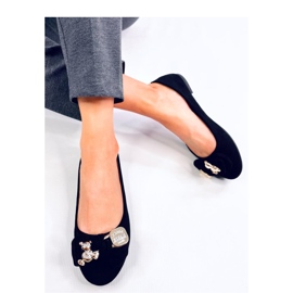 Mustat mokkanahkaiset ballerinat, joissa on nalle 1