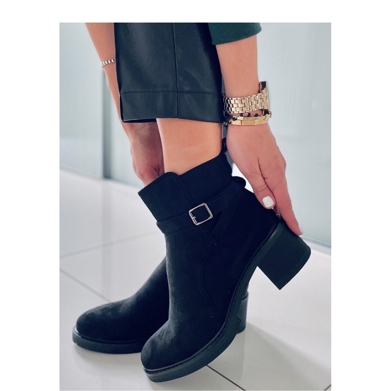 Aretha Mustat leveäkorkoiset nilkkurit - Inello 2