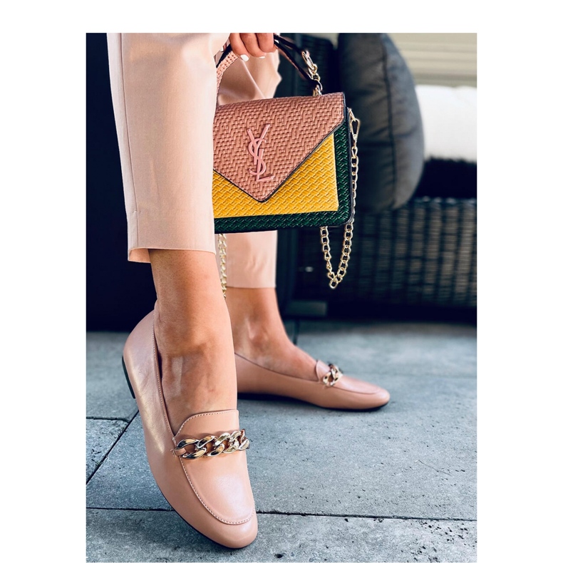 Alaston naisten mokasiinit ketjulla beige 2