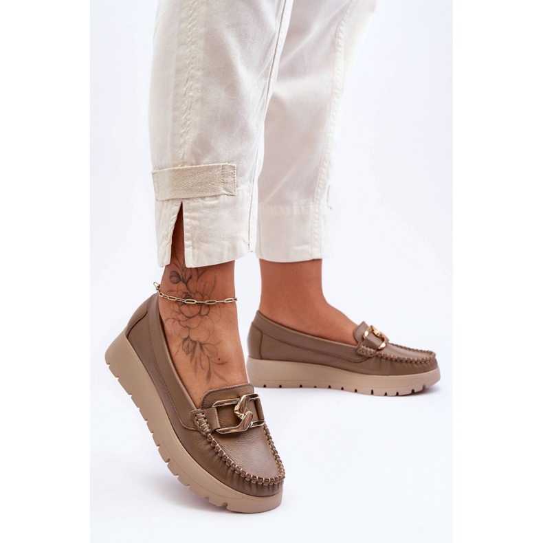 Step in style Mokasiinit Malli Desmond 10141 Tumma beige nahka - Astu tyyliin 1