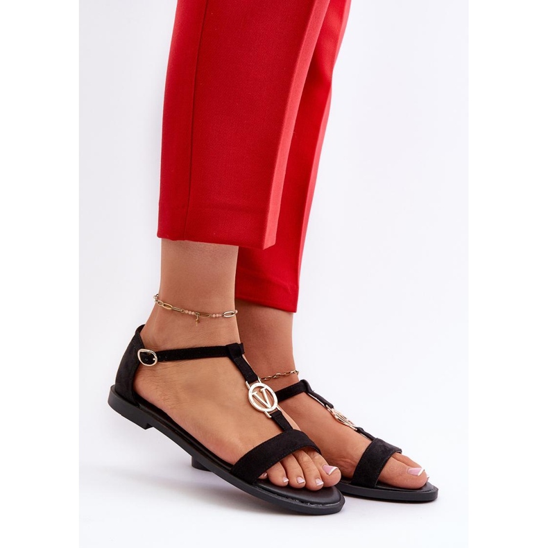 Naisten sandaalit kultakoristeella Vinceza Black musta 1