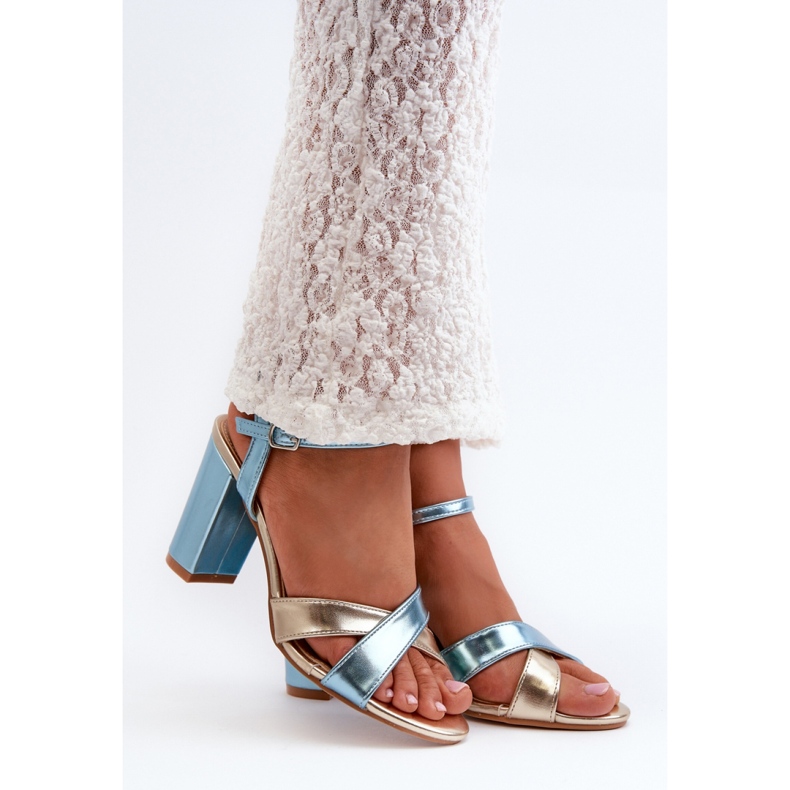 Siniset/kultaiset korkokengät sandaalit sininen 1