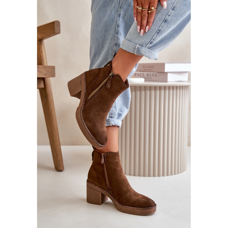 Ruskeat naisten korkeakorkoiset nilkkurit 1