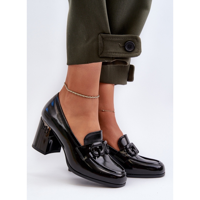 S.Barski Naisten korkokengät, lakattu musta 1