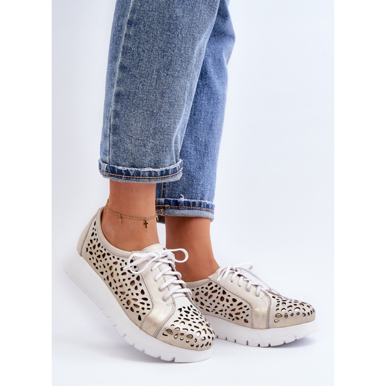 Zazoo Gold naisten nahkakengät kultainen 1