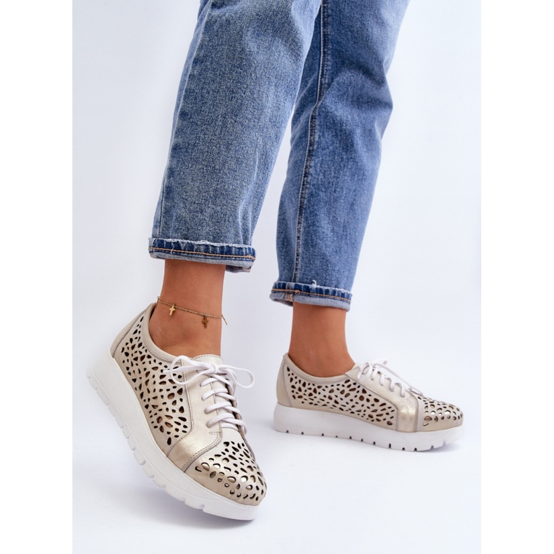 Zazoo Gold naisten nahkakengät kultainen 2