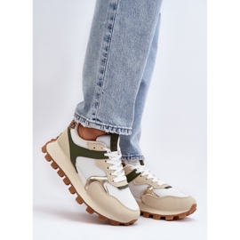 Naisten urheilukengät beige/vihreällä alustalla 1