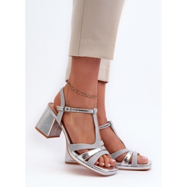 Naisten hopeiset korkeakorkoiset sandaalit harmaa 1