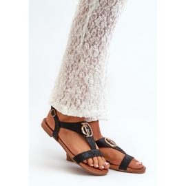 S.Barski Naisten sandaalit kultakoristeella Musta 1