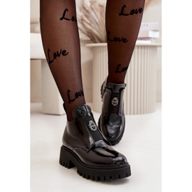 Naisten nahkaiset nilkkurit Zazoo Black -koristeella musta 1