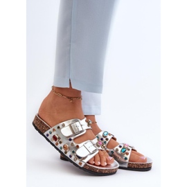 S.Barski Koristetut naisten varvastossut hopeisilla soljeilla hopea 1