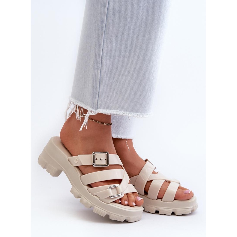 Zaxy Light Beige naisten korkeakorkoiset varvastossut 1